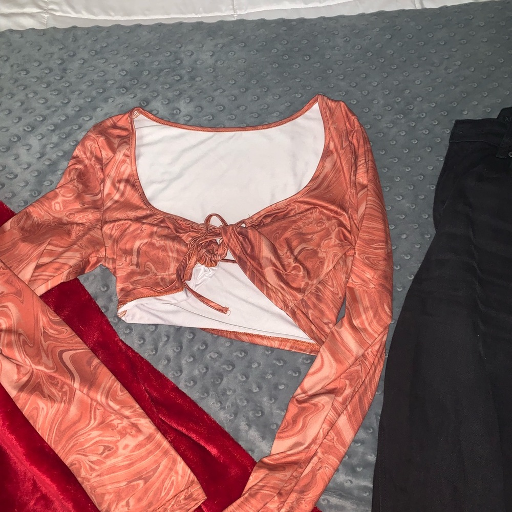 Orange tie-dye crop top